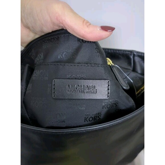 Michael Kors Stanthorpe Large Black Leather Shoulder Bag Gold Chain Strap NWT - Picture 11 of 16